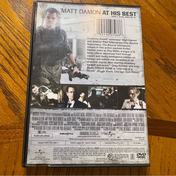 Green Zone (DVD, 2010, Rental Exclusive, Widescreen) Matt Damon, Amy Ryan. - Picture 2 of 3
